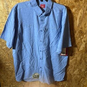Mens sz L Blue Fishing shirt